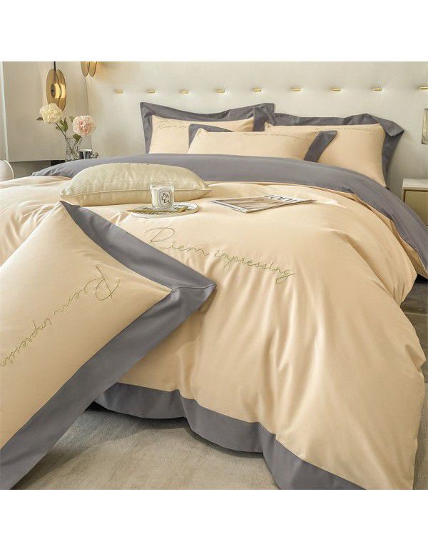 Luxurious and high-grade thickened 4-piece winter buffed bed sheet and quilt cover 3-piece bedding non cotton cotton