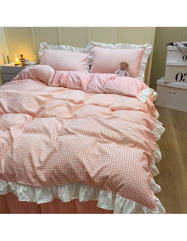 The manufacturer directly sells Korean lace 4-piece set of 60 Australian cotton bed sheets in small wind and fresh quilt cover gifts for sale