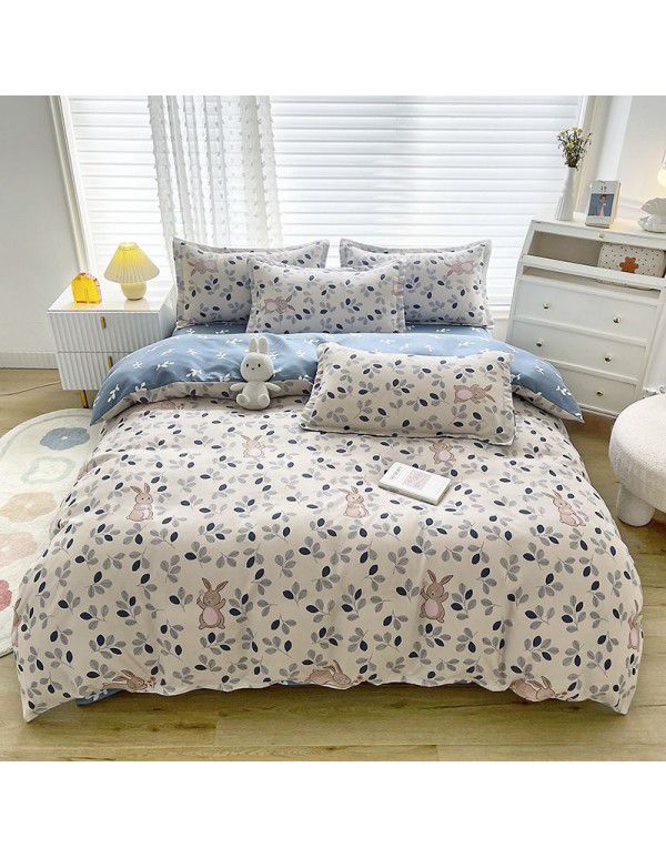 Plant cashmere four piece bed sheet and quilt cover three piece gift group purchase wholesale factory direct sale aloe cotton four piece set