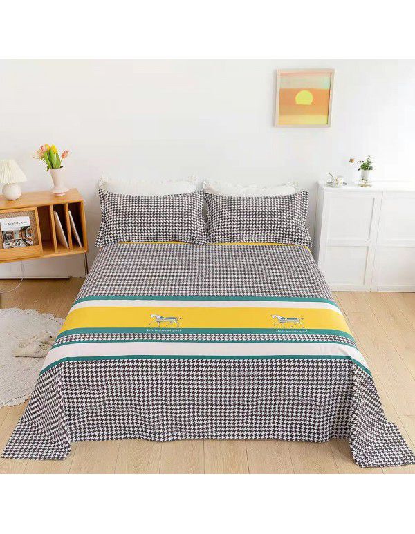 Bedsheet 1.2 * 2.3m thick ground bed sheet single piece wholesale dormitory hotel bedroom single simple bed sheet