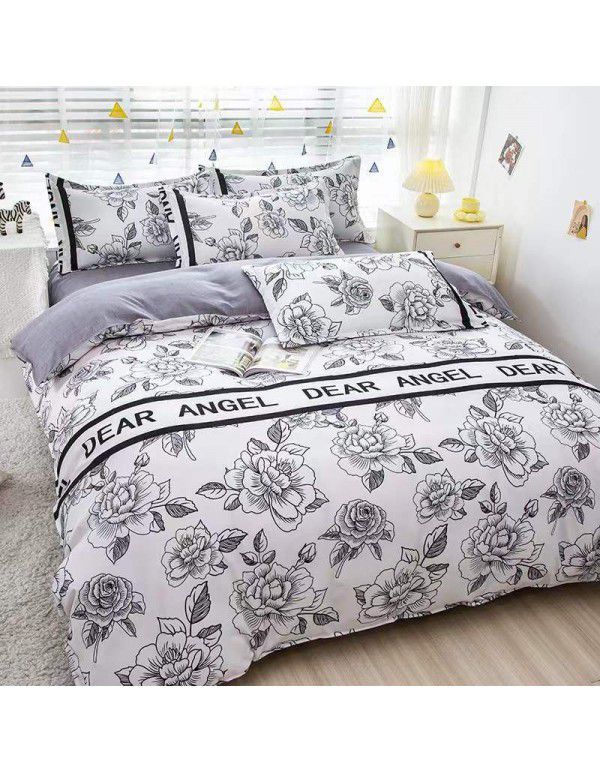 Type A pure cotton four piece cotton wholesale ins style fitted sheet thickened sheet quilt cover three piece set