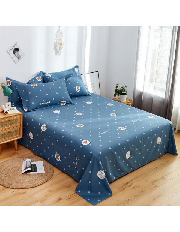 Wholesale of 100% cotton bed sheets in summer, 100% cotton single bed sheets for single dormitory, double household, foreign trade, bedding manufacturers