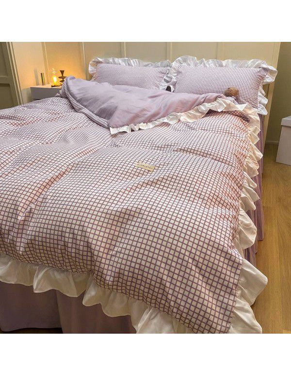 The manufacturer directly sells Korean lace 4-piece set of 60 Australian cotton bed sheets in small wind and fresh quilt cover gifts for sale