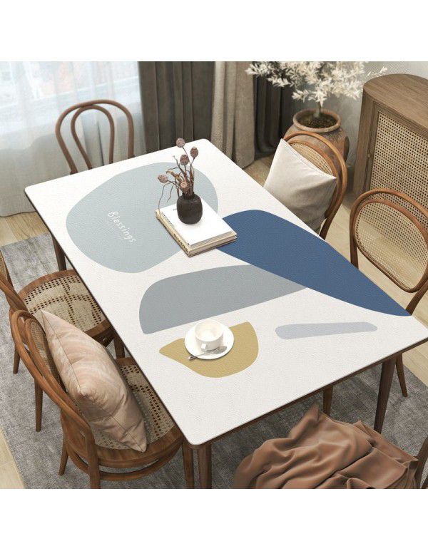 Simple style leather tablecloth waterproof, oil proof, wash free rectangular hot tea table mat PU leather tablecloth table mat