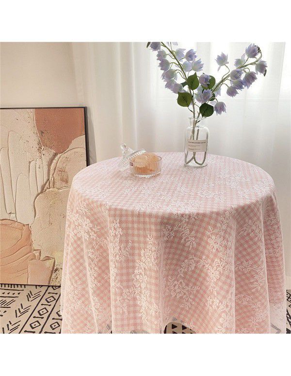 Ins Vintage Mesh Hollow out White Lace Table Cloth Portable Picnic Cloth Cover Cloth Picture Background Cloth Pastoral