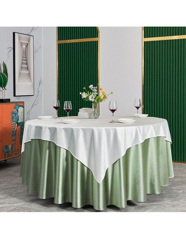 Hotel Round Table Table Cloth Hotel Round Table Restaurant Round Table Cloth Solid Color Banquet New Chinese Fabric Art