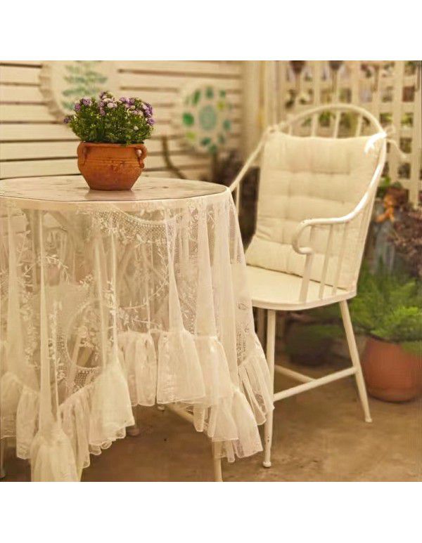 Cross border French rococo ruffle tablecloth American lace ins style hood net red European square table cloth