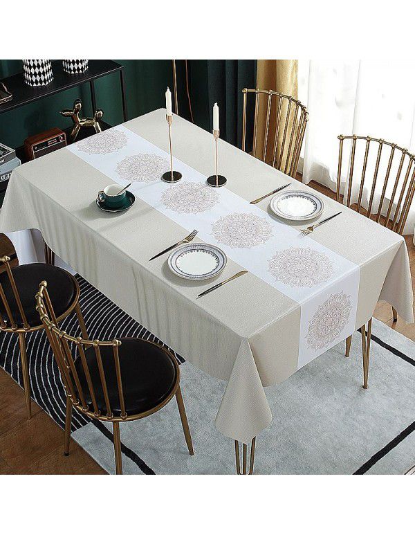 Table cloth waterproof, oil proof, wash free and hot resistant household table cloth rectangular tea table cloth Nordic simple table cloth