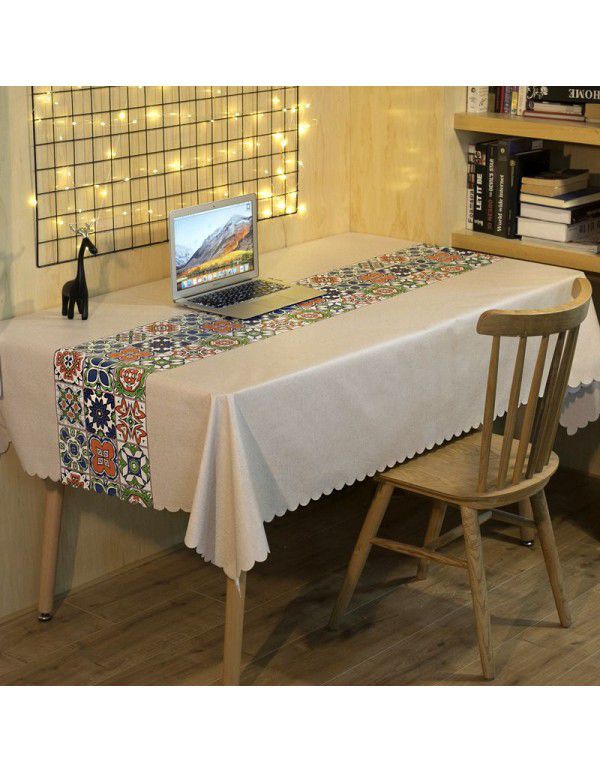 Table flag, table cloth, waterproof, oil proof, wash free net, red table cloth, Nordic style, rectangular tea table cloth, home