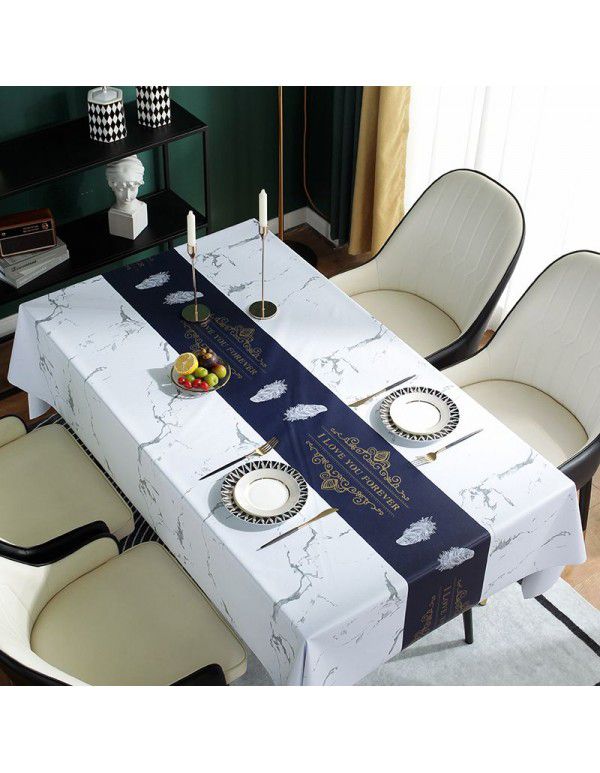 Tablecloth waterproof, oil proof and wash free cloth art desk Nordic rectangular table cloth PVC tea table mat table cloth 