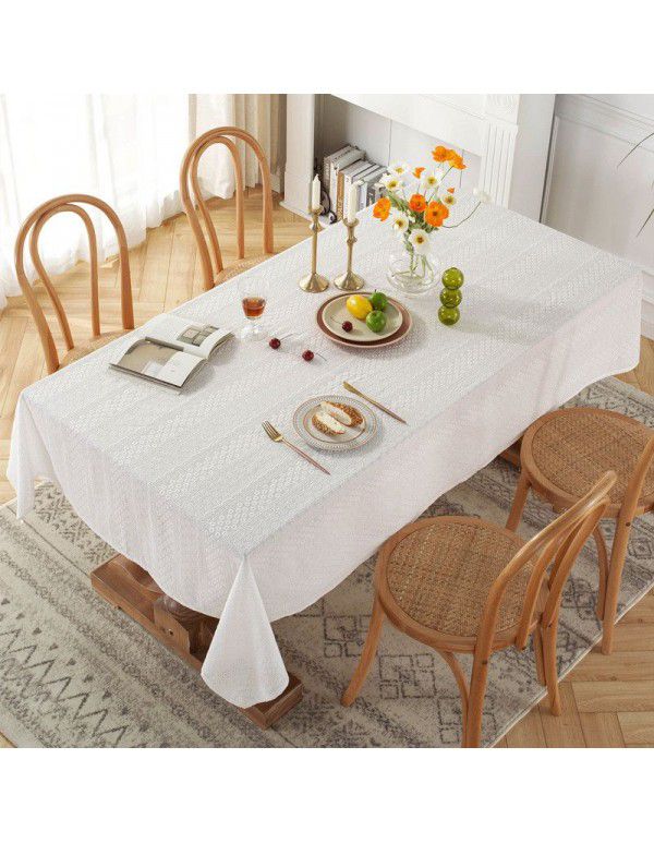 French style garden lace tablecloth, all cotton hollow out photo, white embroidered tea table table cloth, one tablecloth for distribution