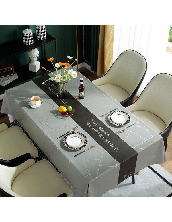 Tablecloth waterproof, oil proof and wash free cloth art desk Nordic rectangular table cloth PVC tea table mat table cloth 