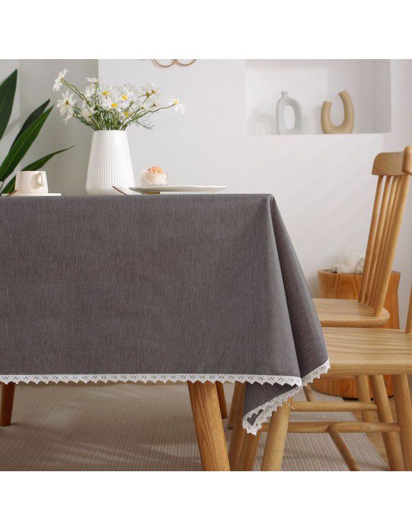 Cross border Amazon cotton and linen table cloth waterproof, oil proof, wash free, solid color table cloth restaurant tea table cloth spot wholesale