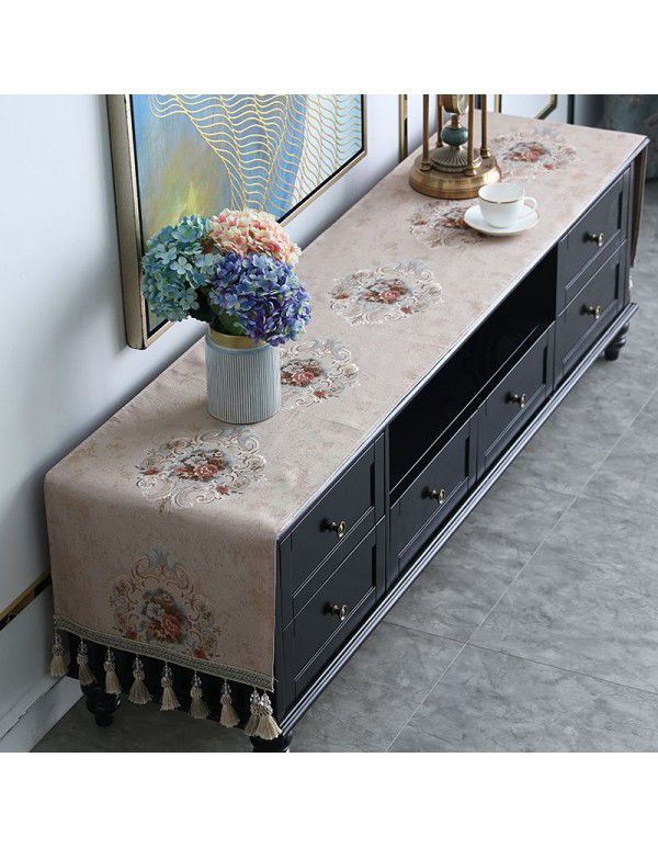 European style TV cabinet cover cloth, table cloth, rectangular tea table, living room, dust-proof cover, table cloth, table mat, shoe cabinet cloth