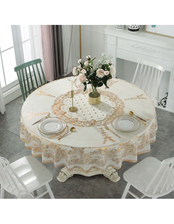 130cm round European style luxury PVC table cloth Modern simple household hotel round table bronzing table cloth