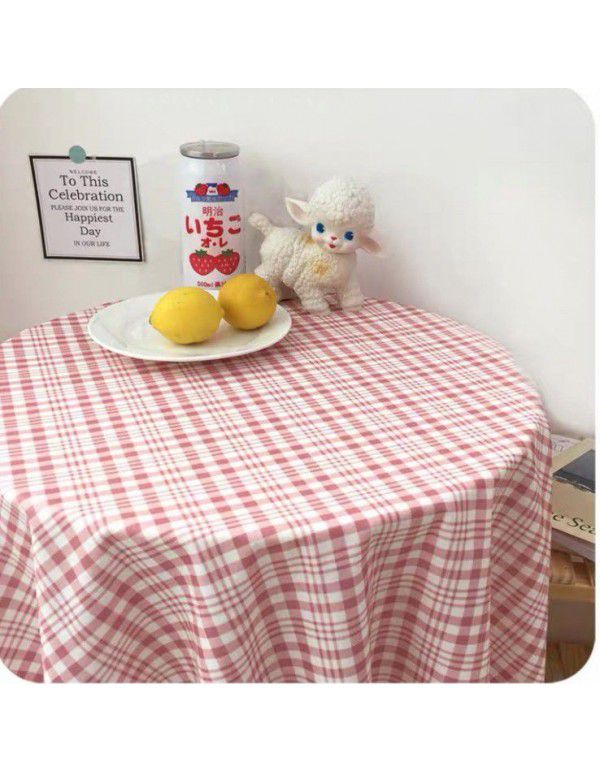 Korean vintage ins simple plaid tablecloth student desk cloth picnic cloth girl heart background cloth photo props