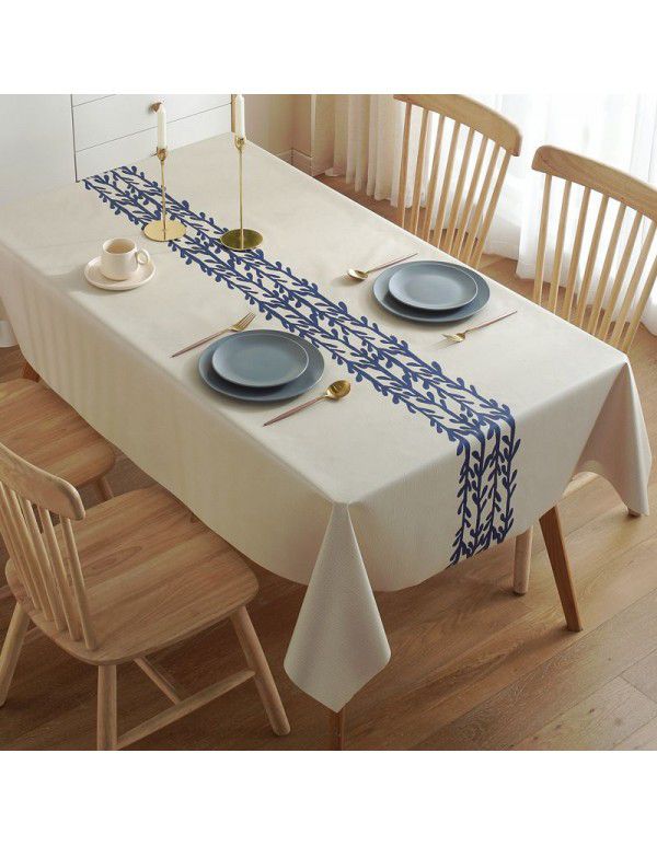 Table cloth waterproof, oil proof, wash free and hot resistant household table cloth rectangular tea table cloth Nordic simple table cloth