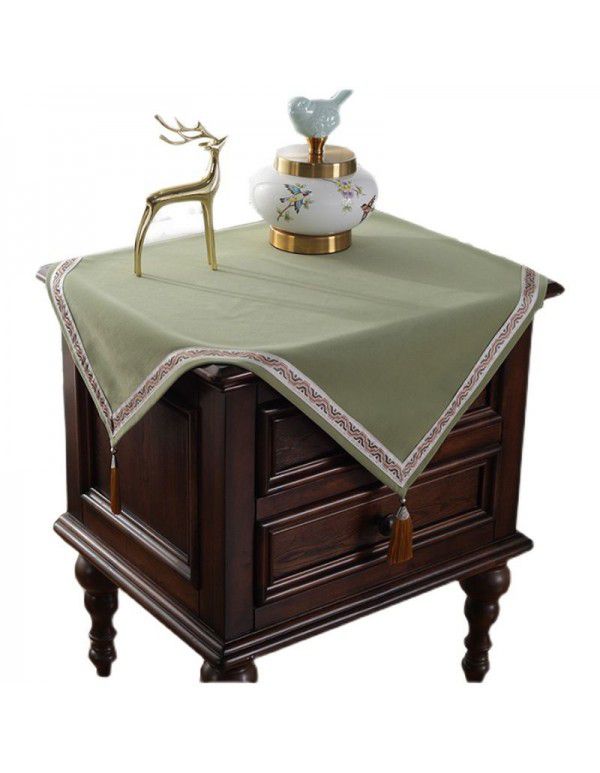 Chinese square bedside table cloth, light and luxurious, square tea table cover, plain color, small square table cloth