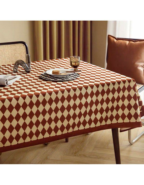 Nordic rhombic plaid tablecloth home decoration rectangular table round table tablecloth cloth tea table mat ins dust cover