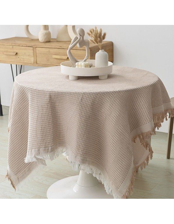 French tablecloth ins Japanese cotton linen white high-grade luxury tea table table table cloth bedside table cloth