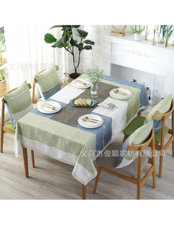 INS Nordic jacquard imitation cotton and linen embroidery tassel lace geometric rectangular tea table table cloth tablecloth wholesale