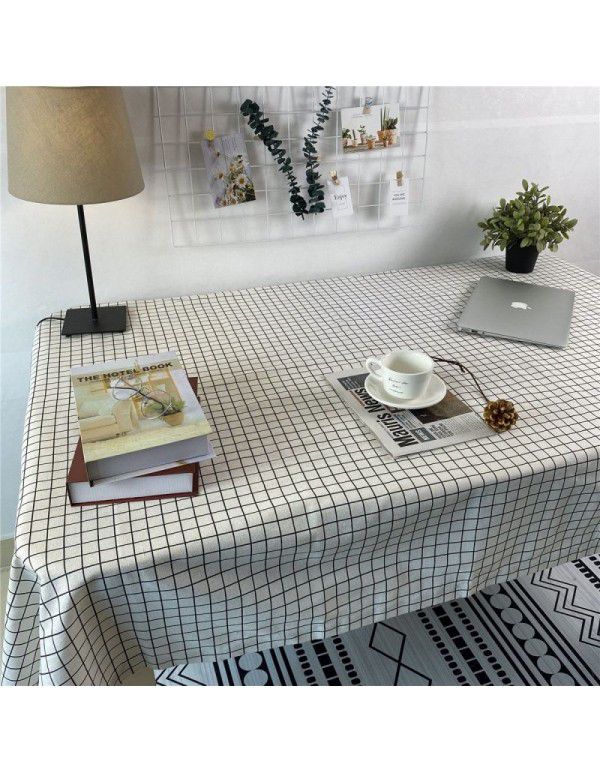 Korean retro blue floral tablecloth ins style rose picnicking cloth background cloth cotton linen tea table cloth