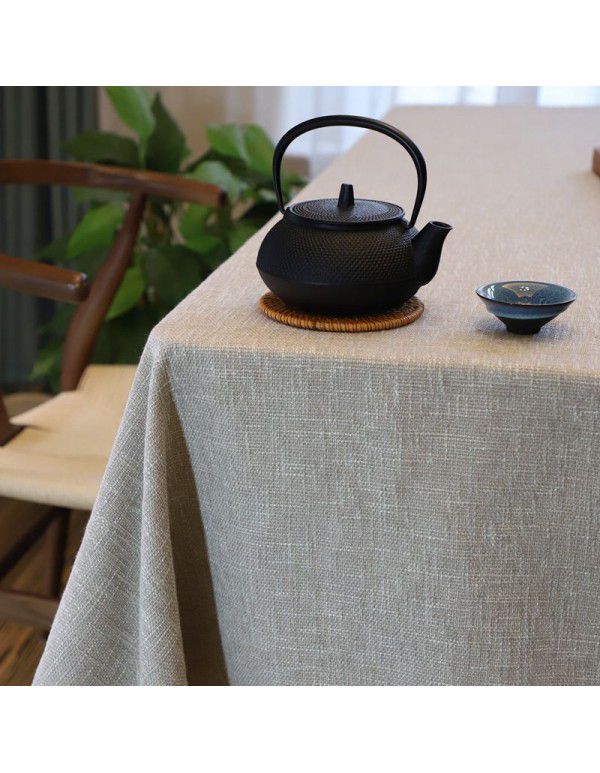 Coarse linen table cloth, tea table, Nordic style, solid color, round table cloth, Japanese cotton and linen conference table, rectangular household