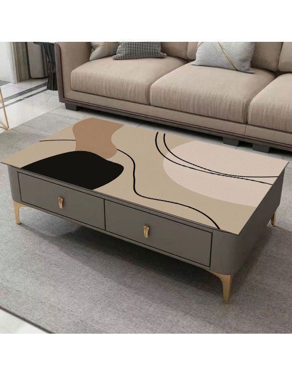 Tea table table cloth PVC waterproof, oil proof, wash free, hot proof TV cabinet rectangular soft glass table tea table mat