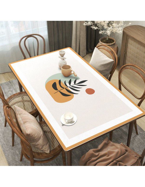 Simple style leather tablecloth waterproof, oil proof, wash free rectangular hot tea table mat PU leather tablecloth table mat