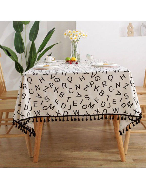 Lexuan Xiu cotton linen thickened tablecloth black and white simple ins wind cotton linen wholesale picnic party tablecloth cover