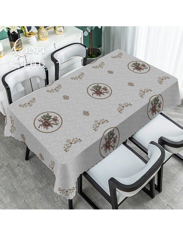 Simple and retro Chinese style national style tablecloth waterproof and oil proof PVC plastic tablecloth rectangular tea table tablecloth