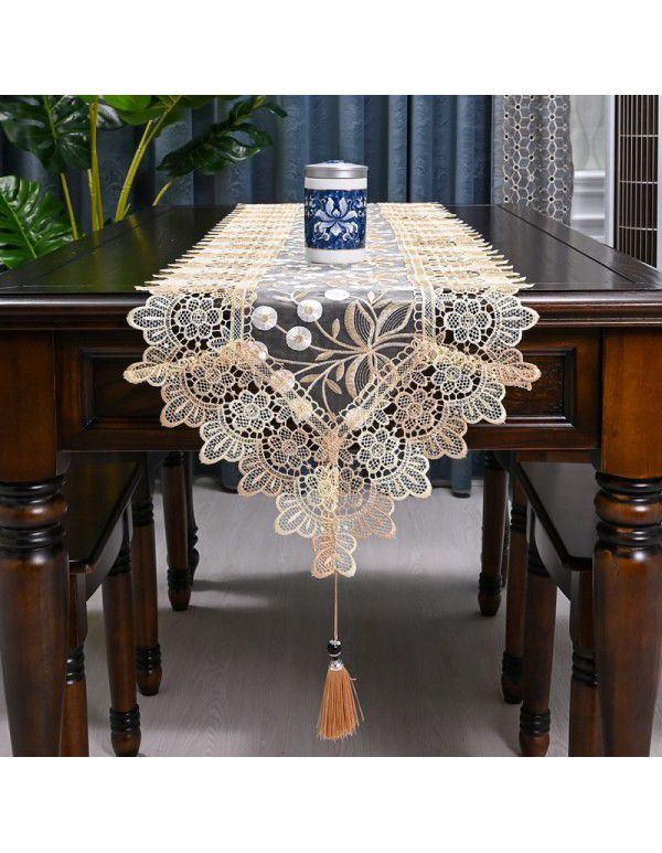 European style table, table, flag, TV cabinet, table cloth, long strip, Nordic style tea table towel, lace table cloth cover, simple cloth