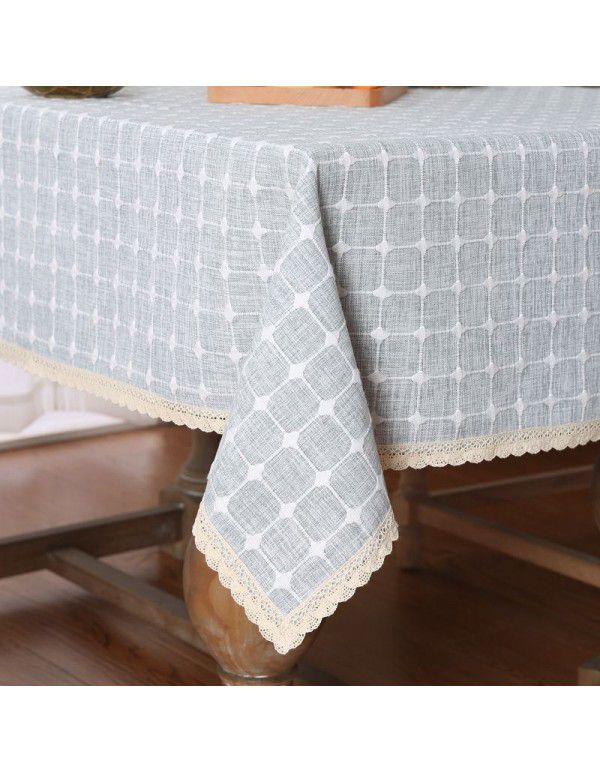 Thickened plaid tablecloth, cotton linen, small and fresh rectangular Japanese simple tablecloth, table cloth, Amazon cross-border