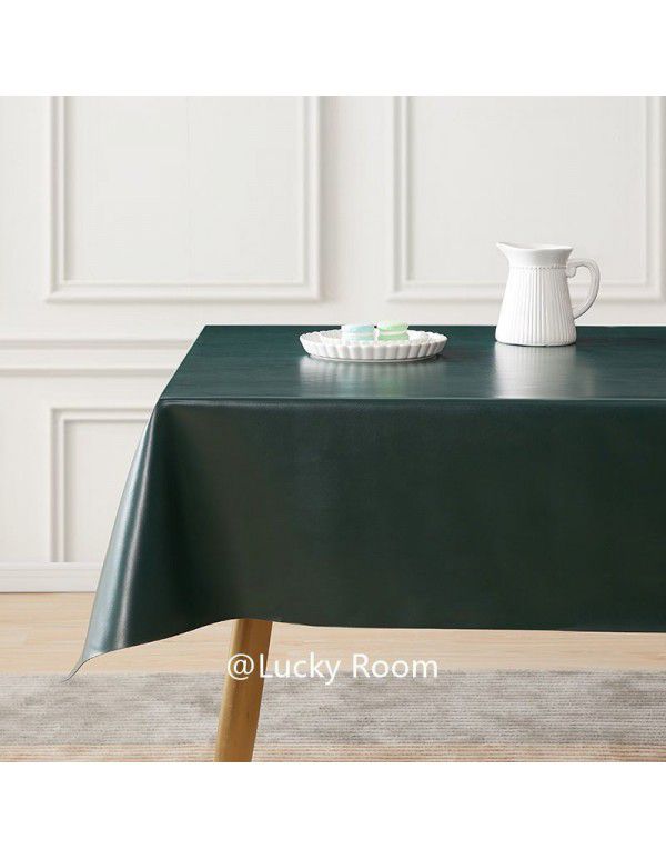 Nordic ins style solid leather tablecloth waterproof oil proof washfree tablecloth round table cover cloth round tablecloth