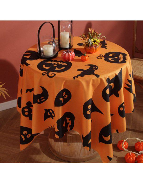 Lexuan Xiu New Nordic Autumn Orange Cotton Linen Vintage Used Printing Rectangular Table Cloth Table Cloth Wholesale Factory