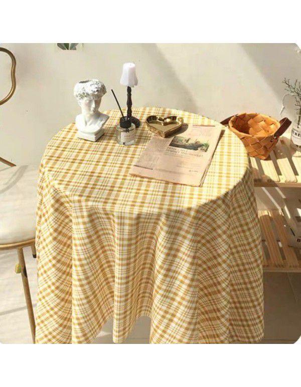 Korean vintage ins simple plaid tablecloth student desk cloth picnic cloth girl heart background cloth photo props