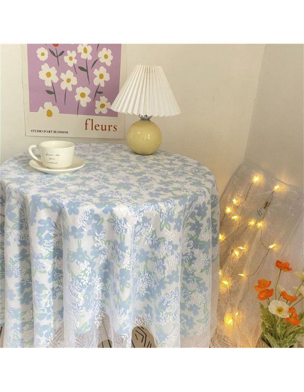 Floral cloth ins Korean simple hollowed out lace tablecloth with gauze tablecloth