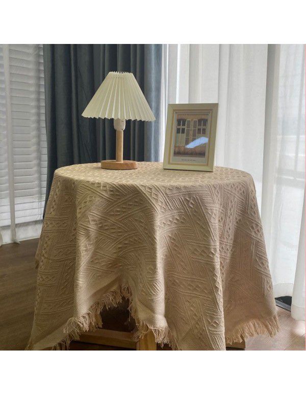 Ins Wind Khaki Knitted Table Cloth, Sofa Cover, Blanket, Sofa Cover, TV Cabinet Cover, Picnic Cloth, French Cover