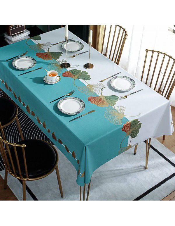 Table cloth waterproof, oil proof, wash free and hot resistant household table cloth rectangular tea table cloth Nordic simple table cloth