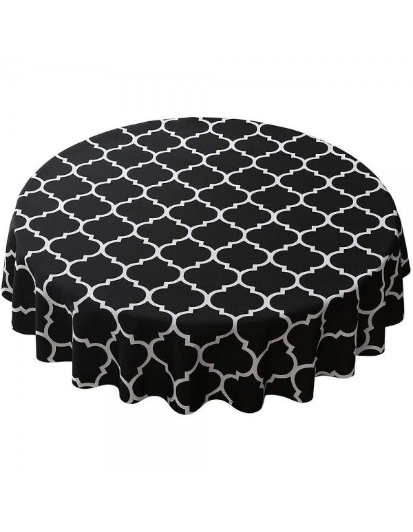 Cross border Moroccan pearl shaped round table cloth, waterproof, oil draining, hot resistant polyester digital printing, modern simple tablecloth