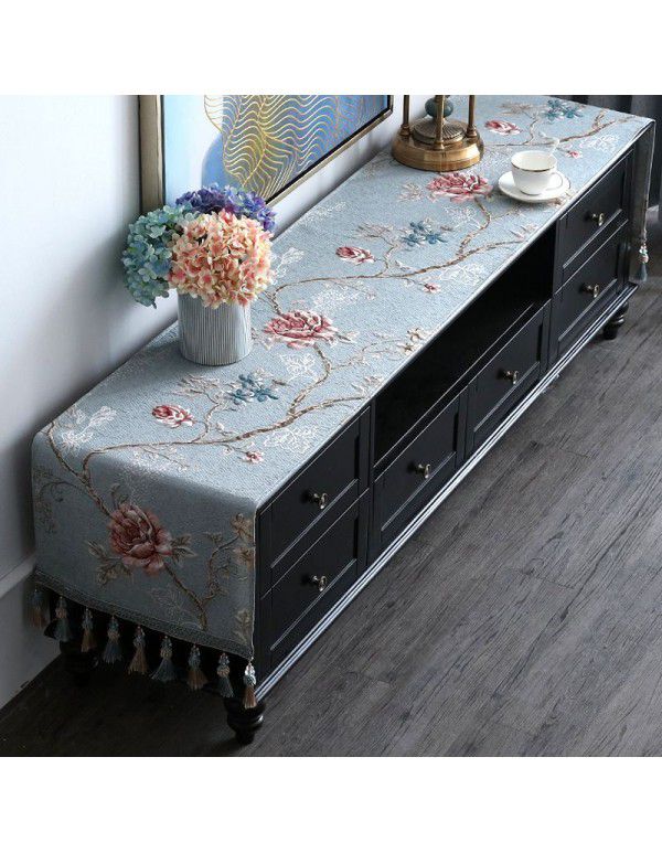 European style TV cabinet cover cloth, table cloth, rectangular tea table, living room, dust-proof cover, table cloth, table mat, shoe cabinet cloth