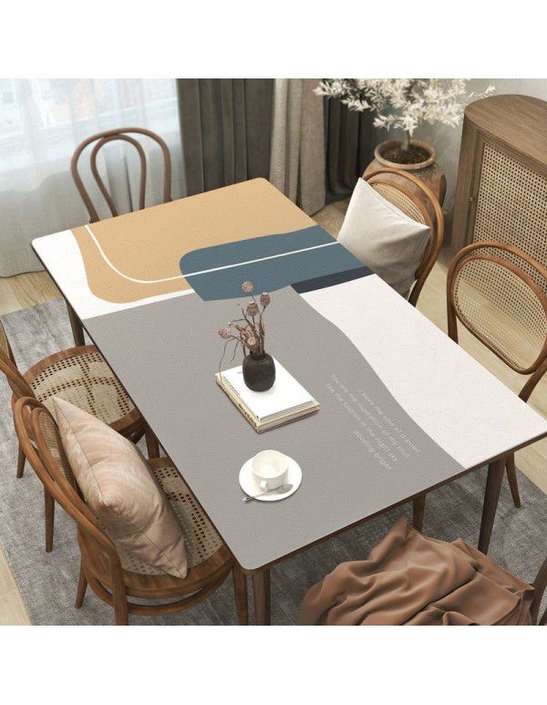 Simple style leather tablecloth waterproof, oil proof, wash free rectangular hot tea table mat PU leather tablecloth table mat