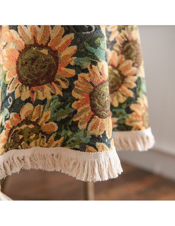 Yimanqiyun American tablecloth jacquard sunflower tablecloth round thick tablecloth directly supplied by the factory