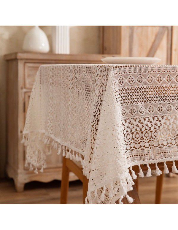 French ins style white lace tablecloth tea table mat rectangular table dessert tablecloth