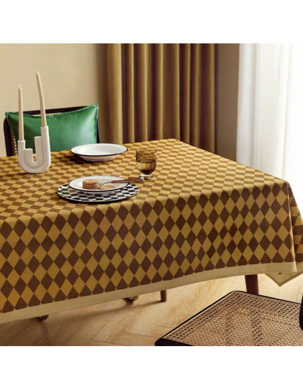 Nordic rhombic plaid tablecloth home decoration rectangular table round table tablecloth cloth tea table mat ins dust cover