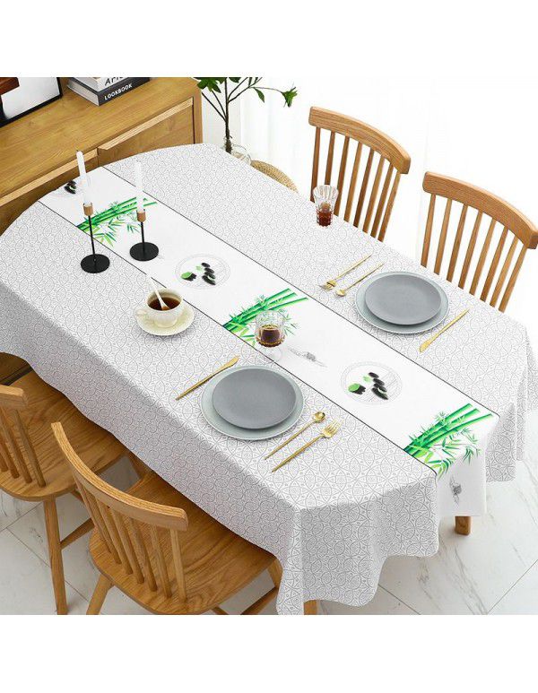 Chinese table cloth waterproof, oil proof, wash free, hot resistant pvc table cloth rectangular oval table mat ins