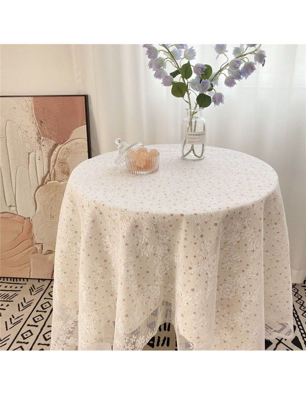 Ins Vintage Mesh Hollow out White Lace Table Cloth Portable Picnic Cloth Cover Cloth Picture Background Cloth Pastoral