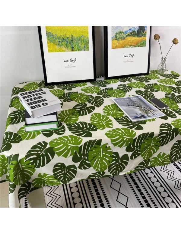 Korean retro blue floral tablecloth ins style rose picnicking cloth background cloth cotton linen tea table cloth