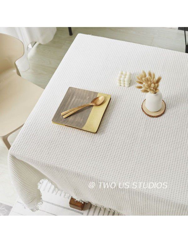 Japanese style quiet wind milk tea color tablecloth ins wind thickened cotton and linen cloth art advanced sense light luxury table square tablecloth