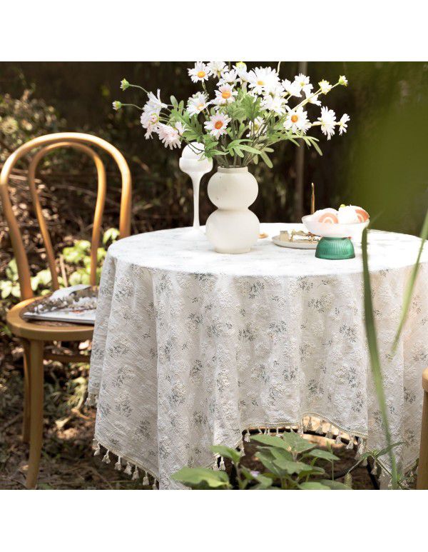 Small and Fresh Cross border Table Cloth ins Clove Flower Broken Garden Cotton Linen Table Cloth American Decorative Amazon Picnic Cloth